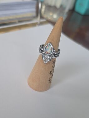 BP_"Vow Made Visible" Hema Opal Teardrop White Opal Ring